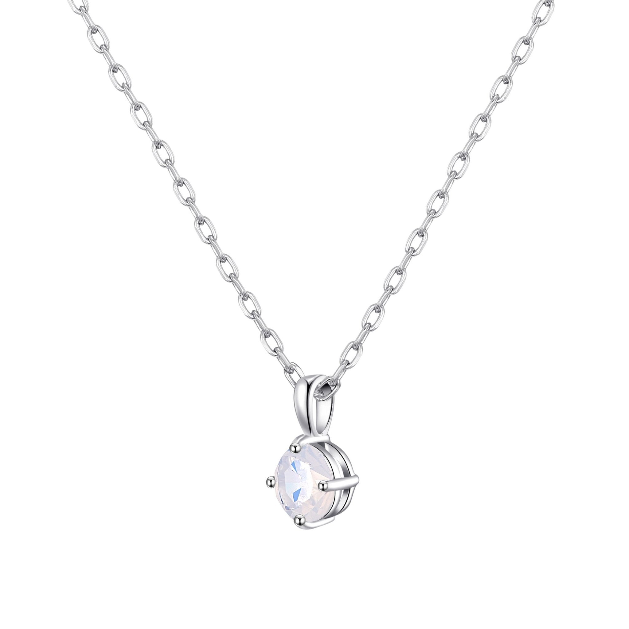 Sterling Silver White Opal Necklace Created with Zircondia® Crystals