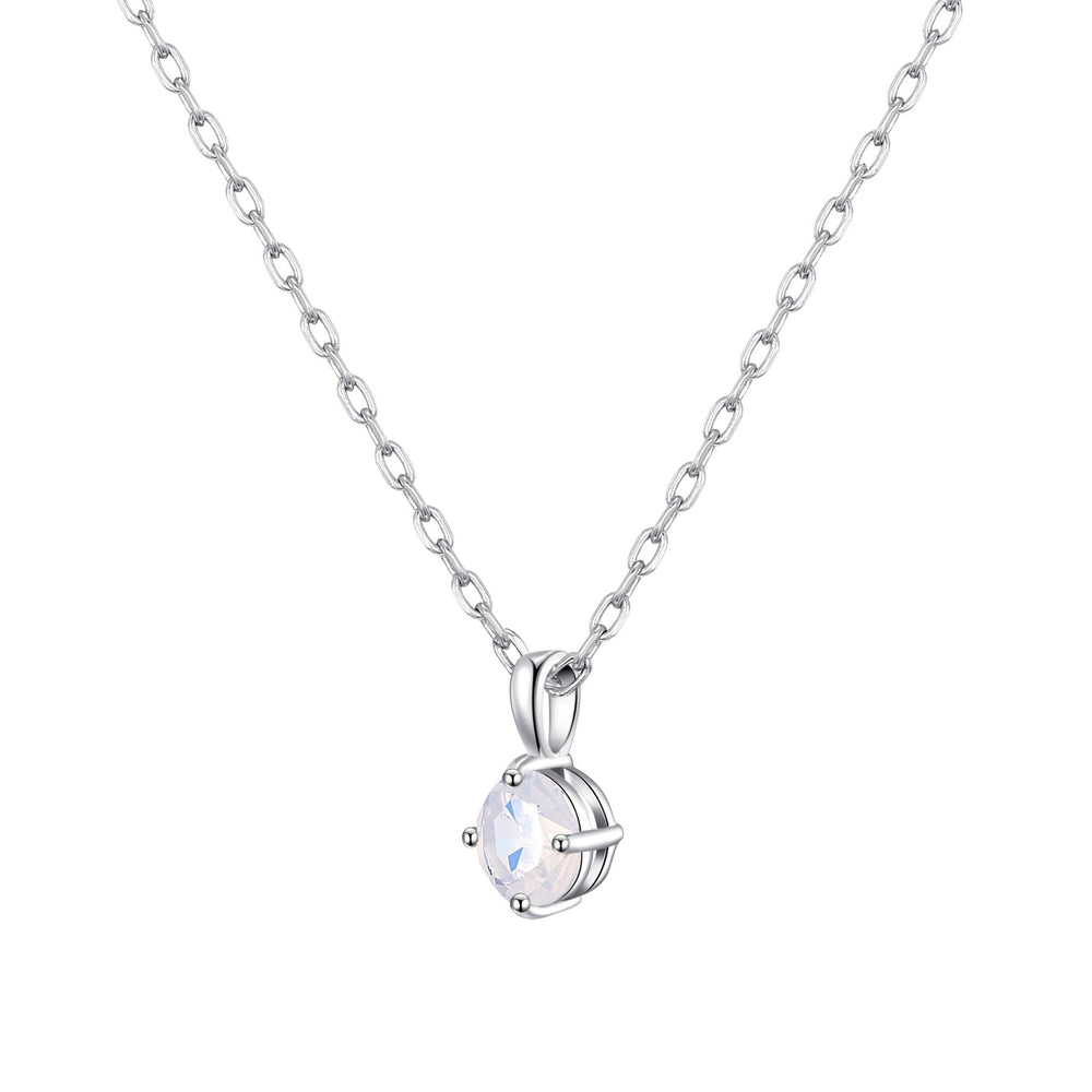 Sterling Silver White Opal Necklace Created with Zircondia® Crystals