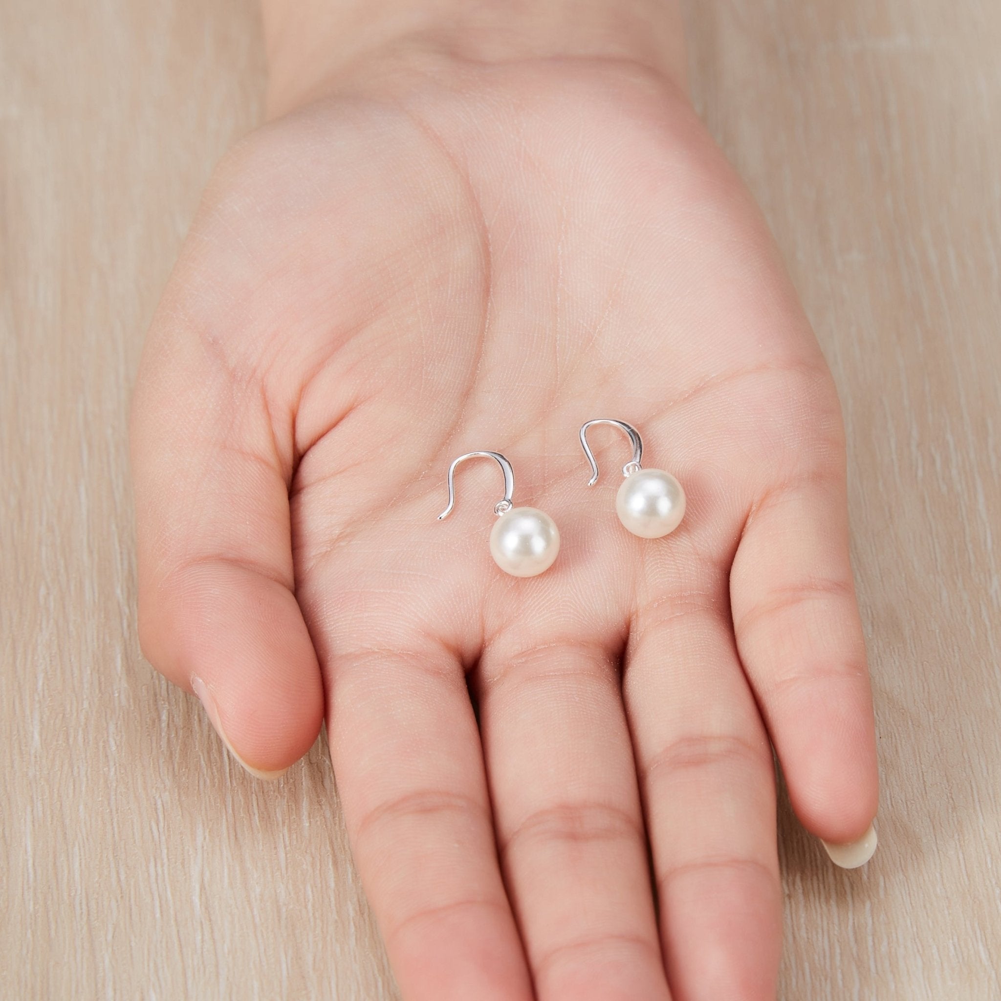 Sterling Silver White Pearl Drop Earrings