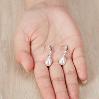 Sterling Silver White Pearl Drop Earrings Created with Zircondia® Crystals