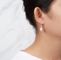 Sterling Silver White Pearl Drop Earrings Created with Zircondia® Crystals