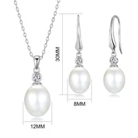 Sterling Silver White Pearl Drop Set Created with Zircondia® Crystals