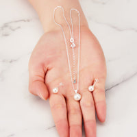 Sterling Silver White Shell Pearl Set