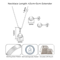 Sterling Silver White Shell Pearl Set