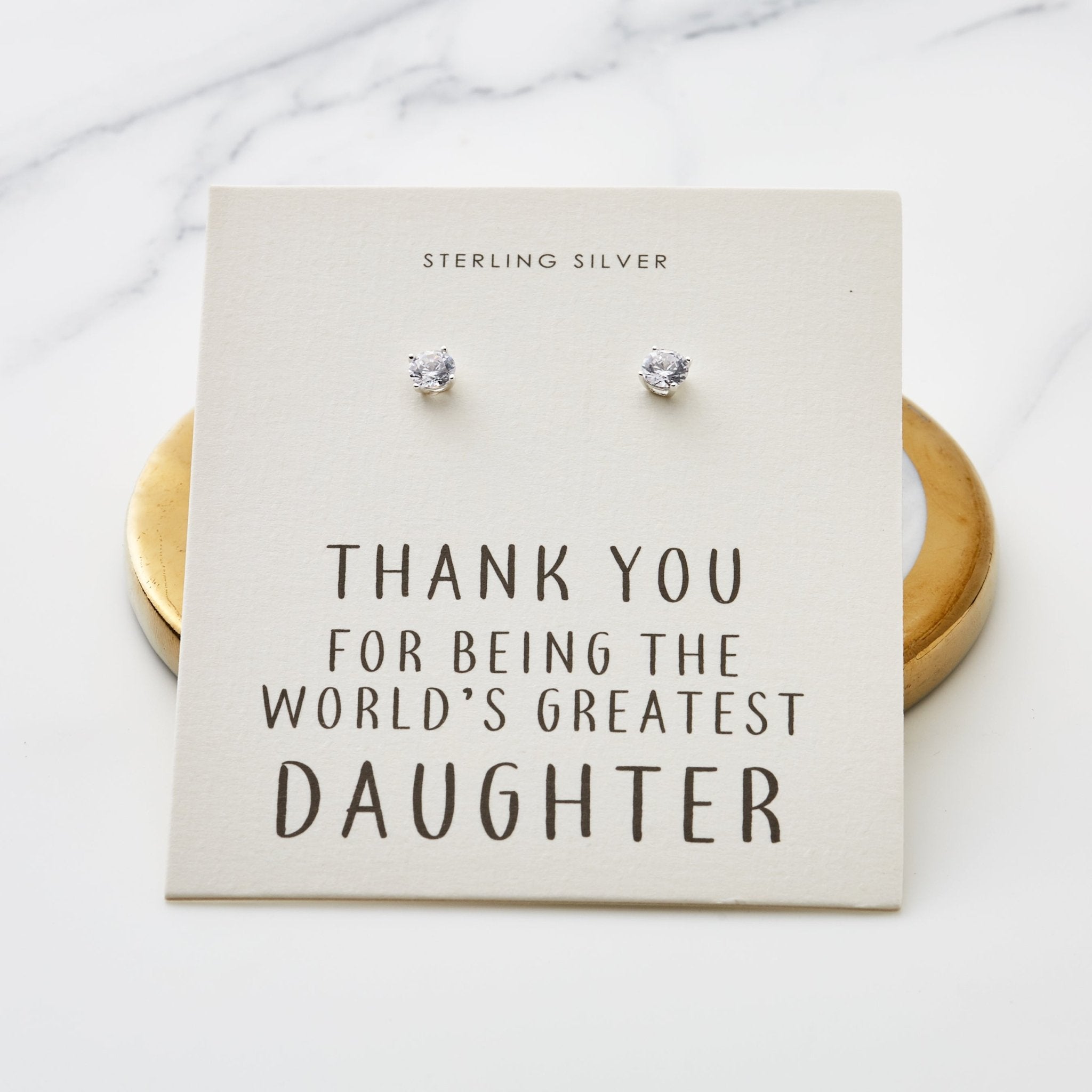 Sterling Silver World's Greatest Daughter Crystal Earrings