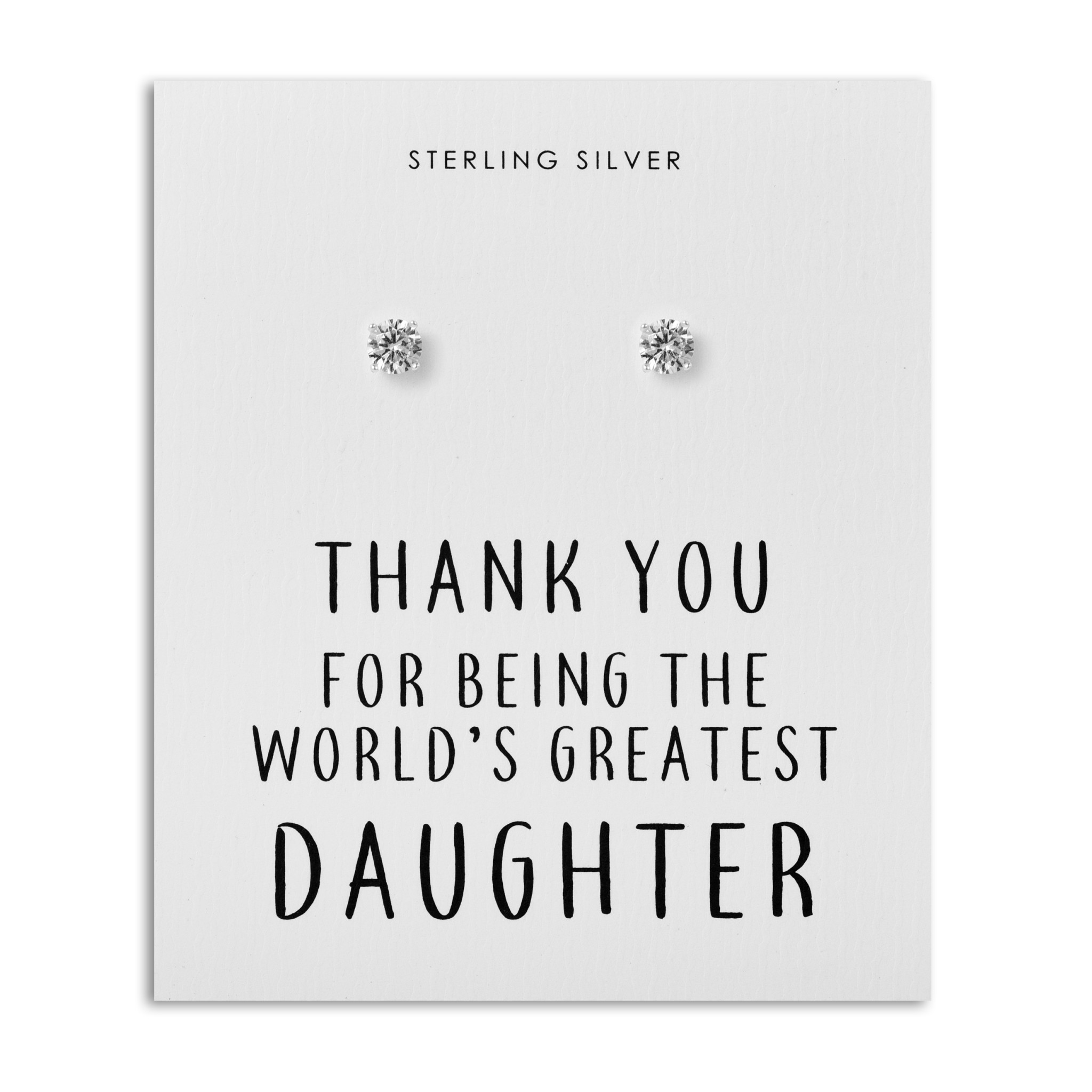 Sterling Silver World's Greatest Daughter Crystal Earrings