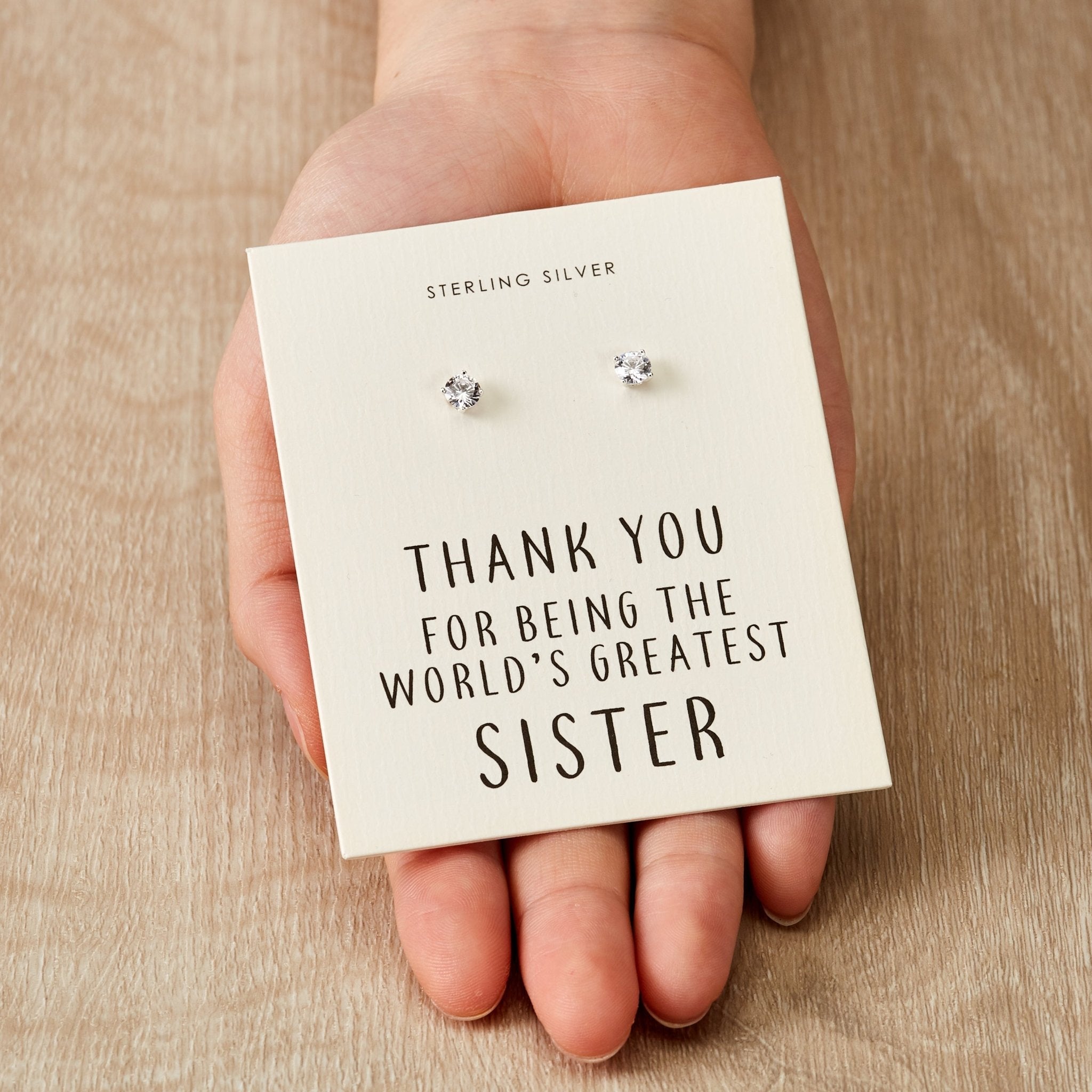 Sterling Silver World's Greatest Sister Crystal Earrings