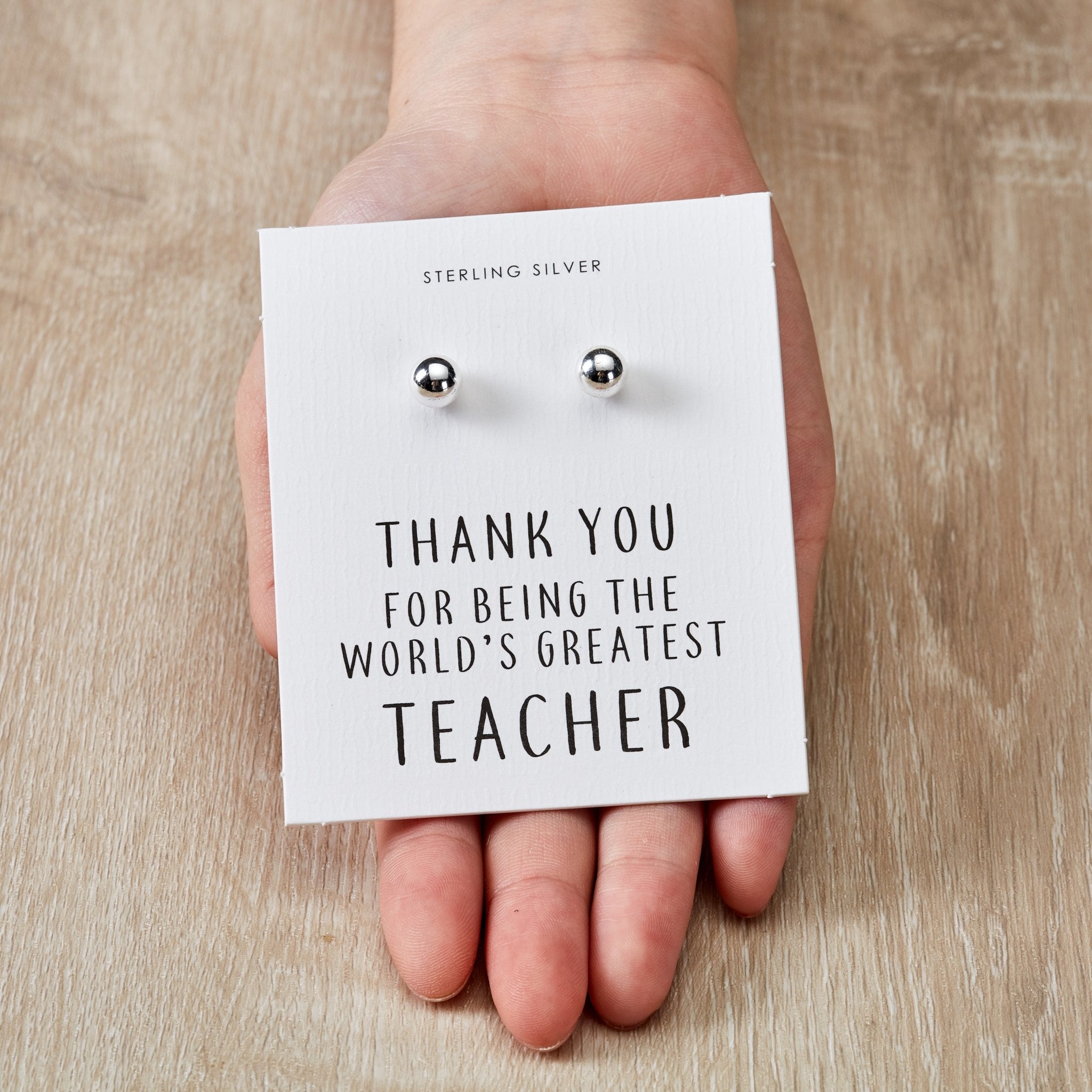 Sterling Silver World's Greatest Teacher Sphere Earrings