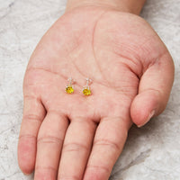 Sterling Silver Yellow Earrings Created with Zircondia® Crystals