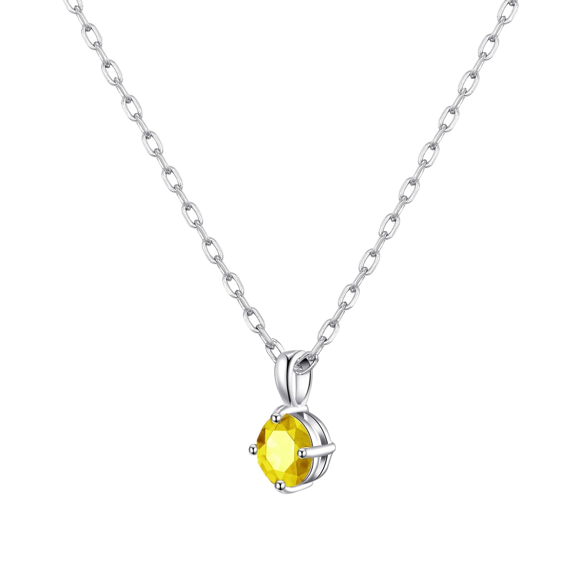 Sterling Silver Yellow Necklace Created with Zircondia® Crystals