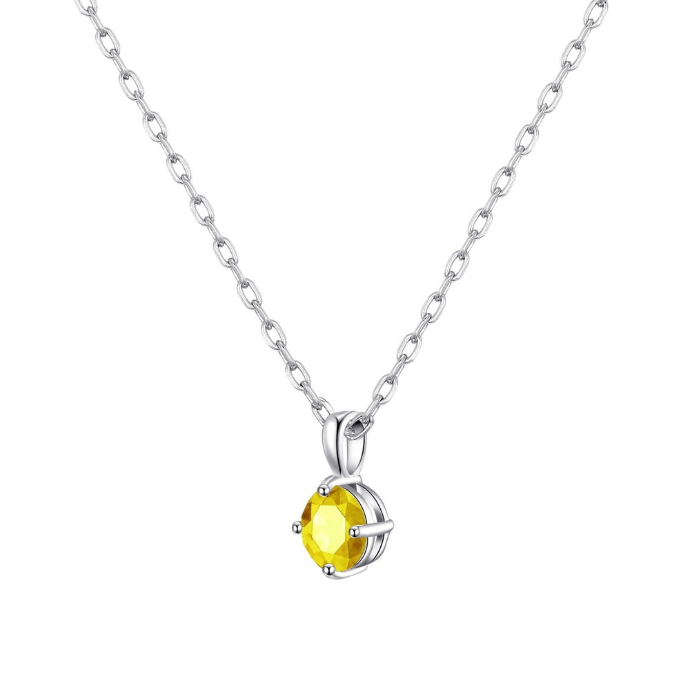 Sterling Silver Yellow Necklace Created with Zircondia® Crystals
