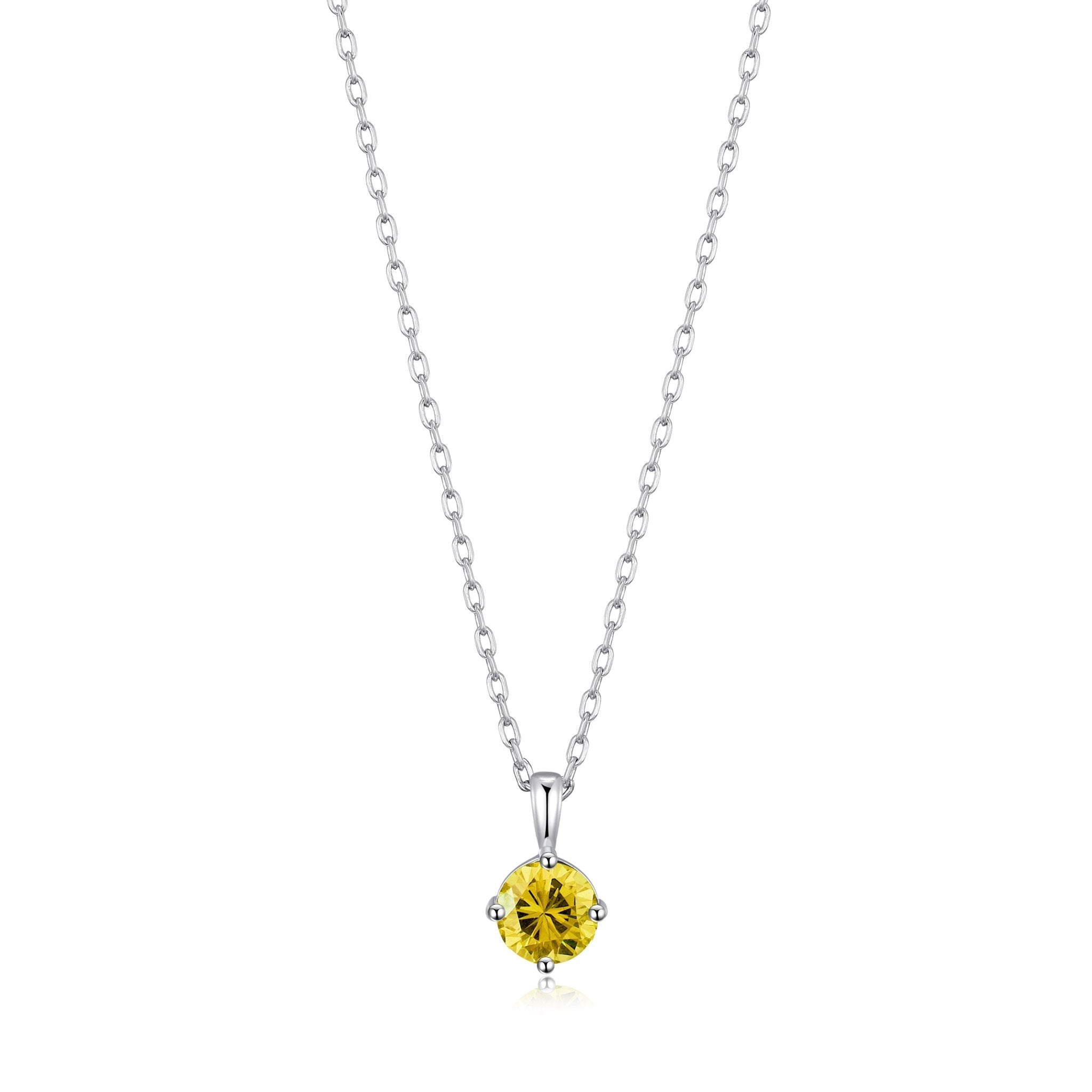 Sterling Silver Yellow Necklace Created with Zircondia® Crystals