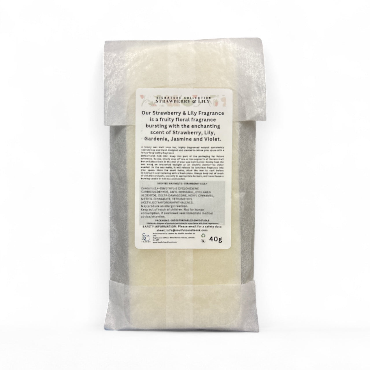 Strawberry & Lily Soy Wax Melt Snap Bar – 40g