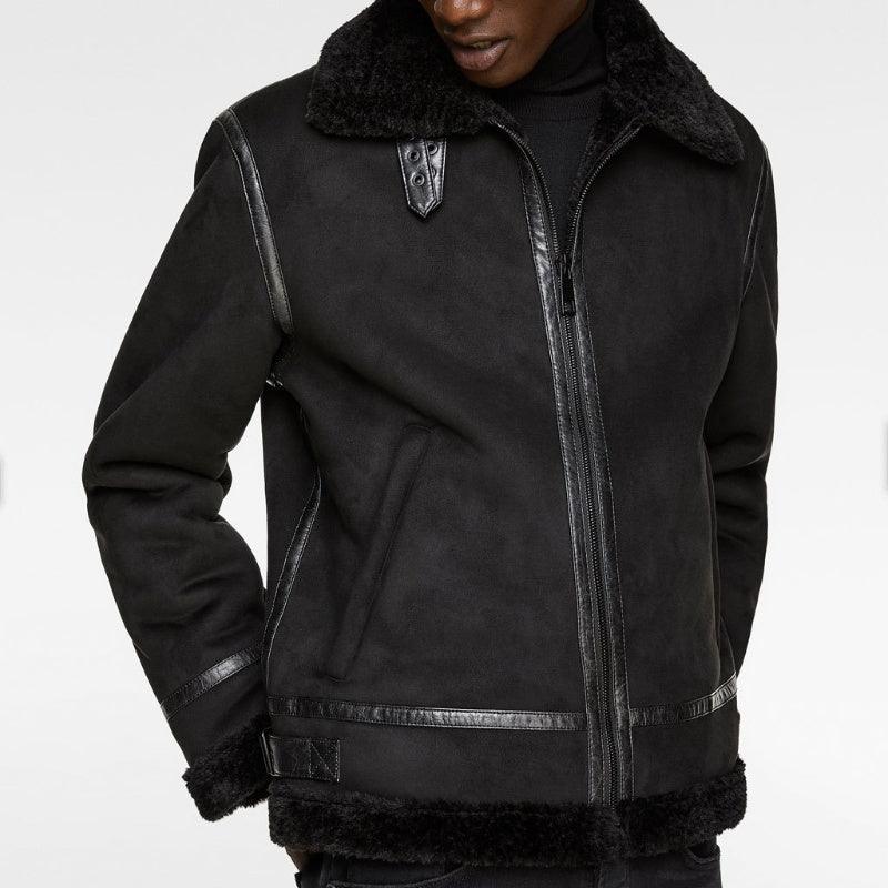 Suede Lapel Jacket – Soft Winter Coat with Casual Elegance in Solid Colors