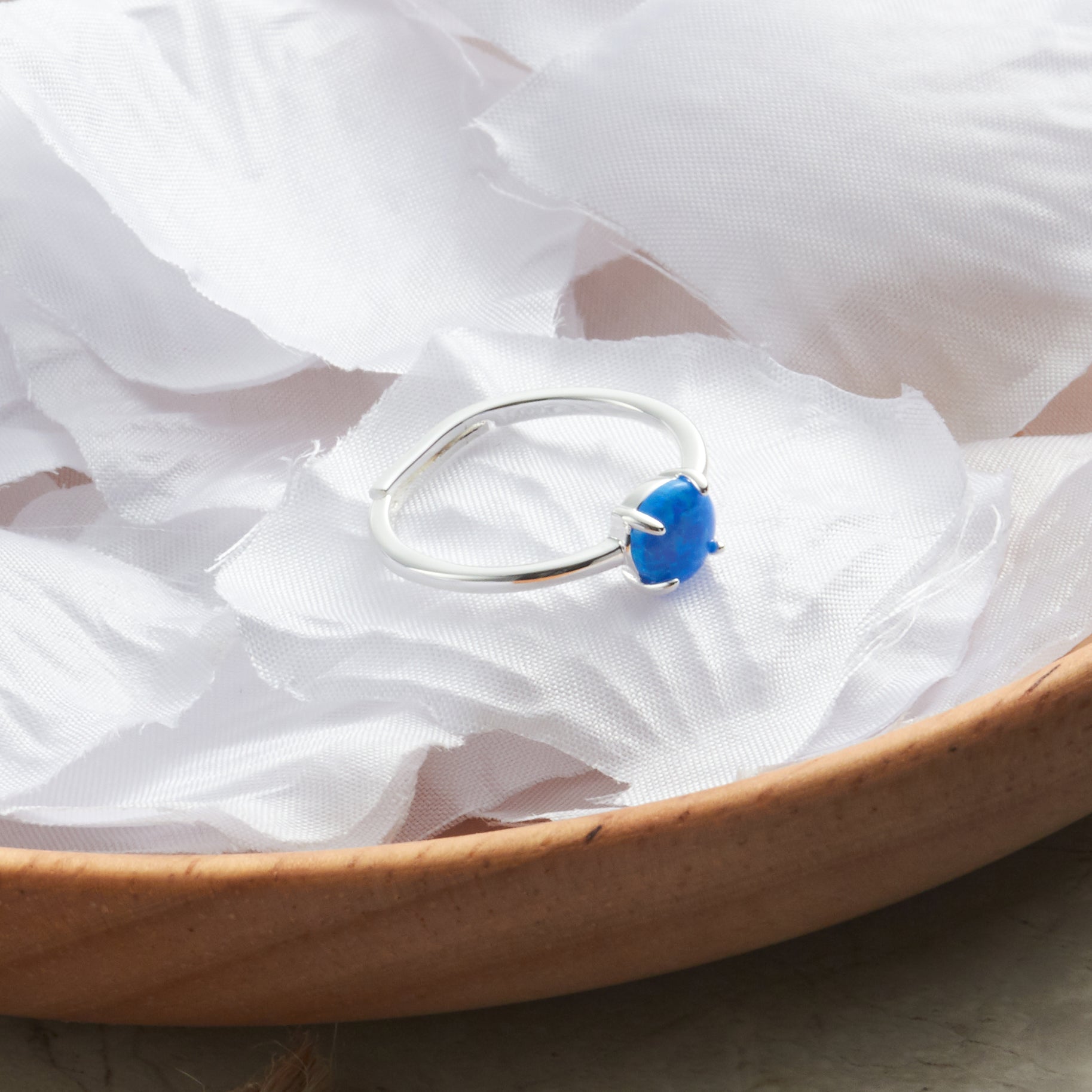 Synthetic Blue Opal Adjustable Ring