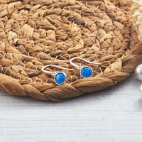 Synthetic Blue Opal Drop Earrings