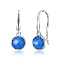 Synthetic Blue Opal Drop Earrings with Quote Card