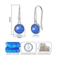 Synthetic Blue Opal Drop Earrings with Quote Card