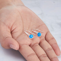 Synthetic Blue Opal Drop Earrings with Quote Card