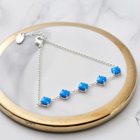 Synthetic Blue Opal Gemstone Bracelet