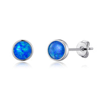 Synthetic Blue Opal Stud Earrings with Quote Card