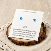 Synthetic Blue Opal Stud Earrings with Quote Card