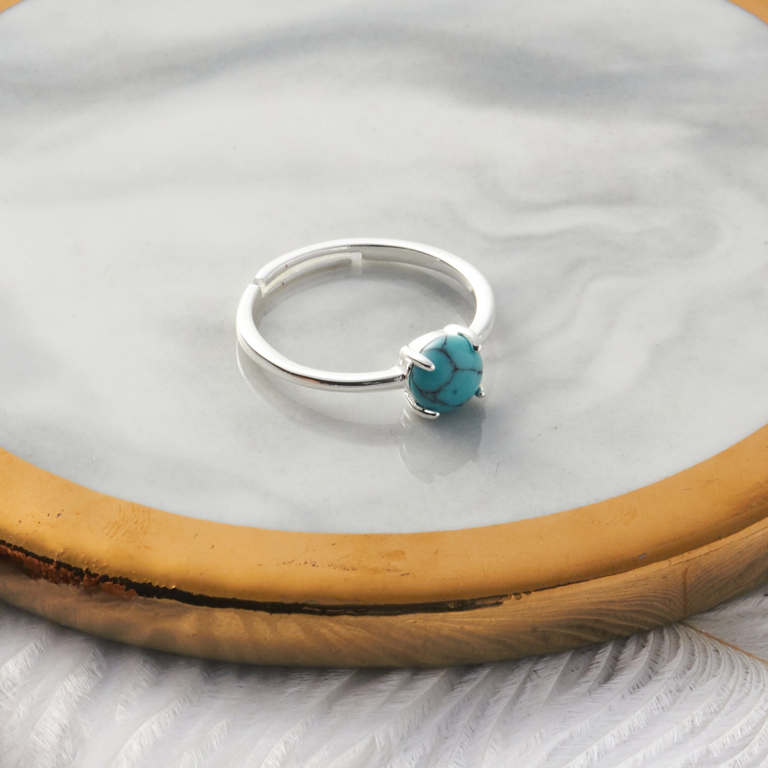 Synthetic Turquoise Adjustable Ring