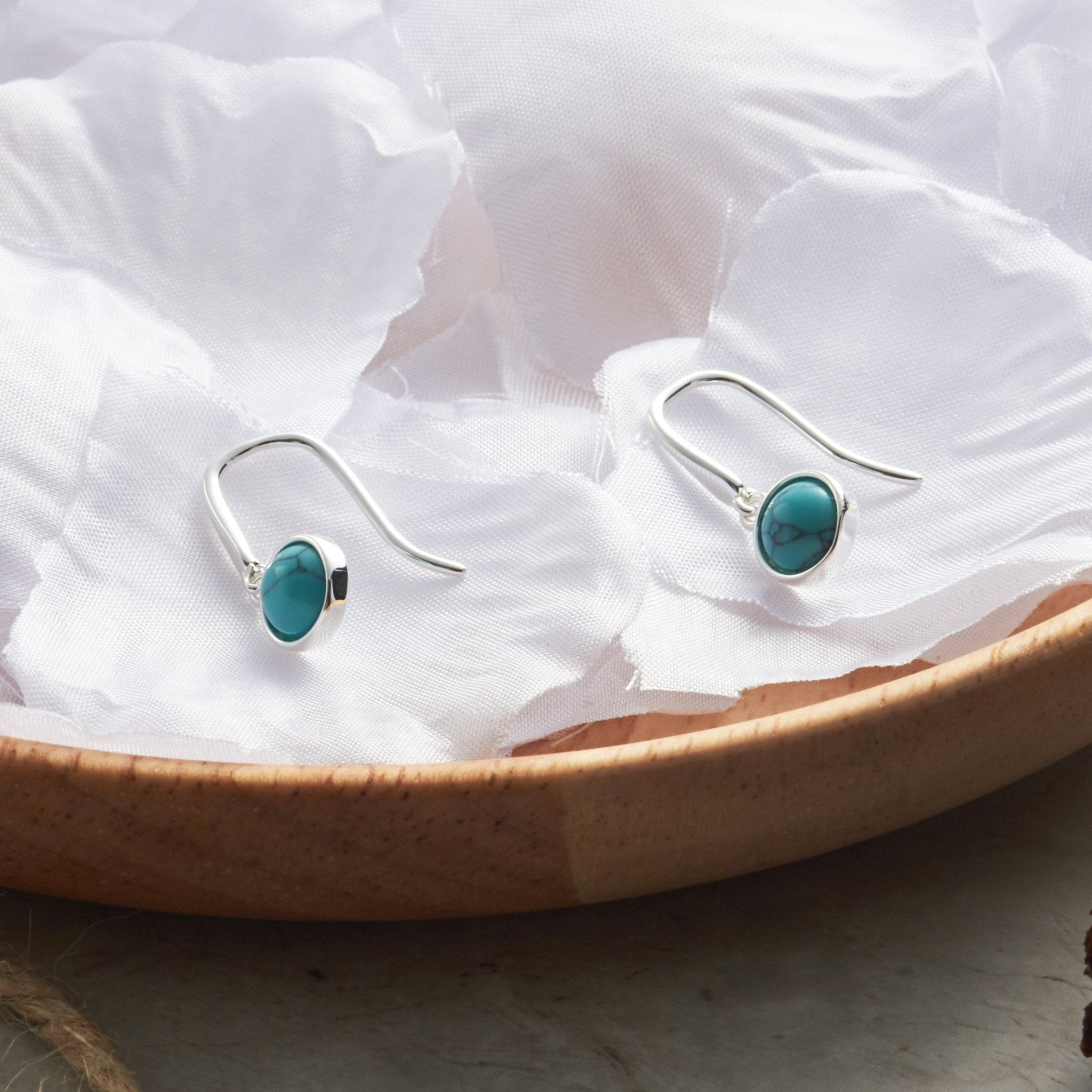 Synthetic Turquoise Drop Earrings with Quote Card