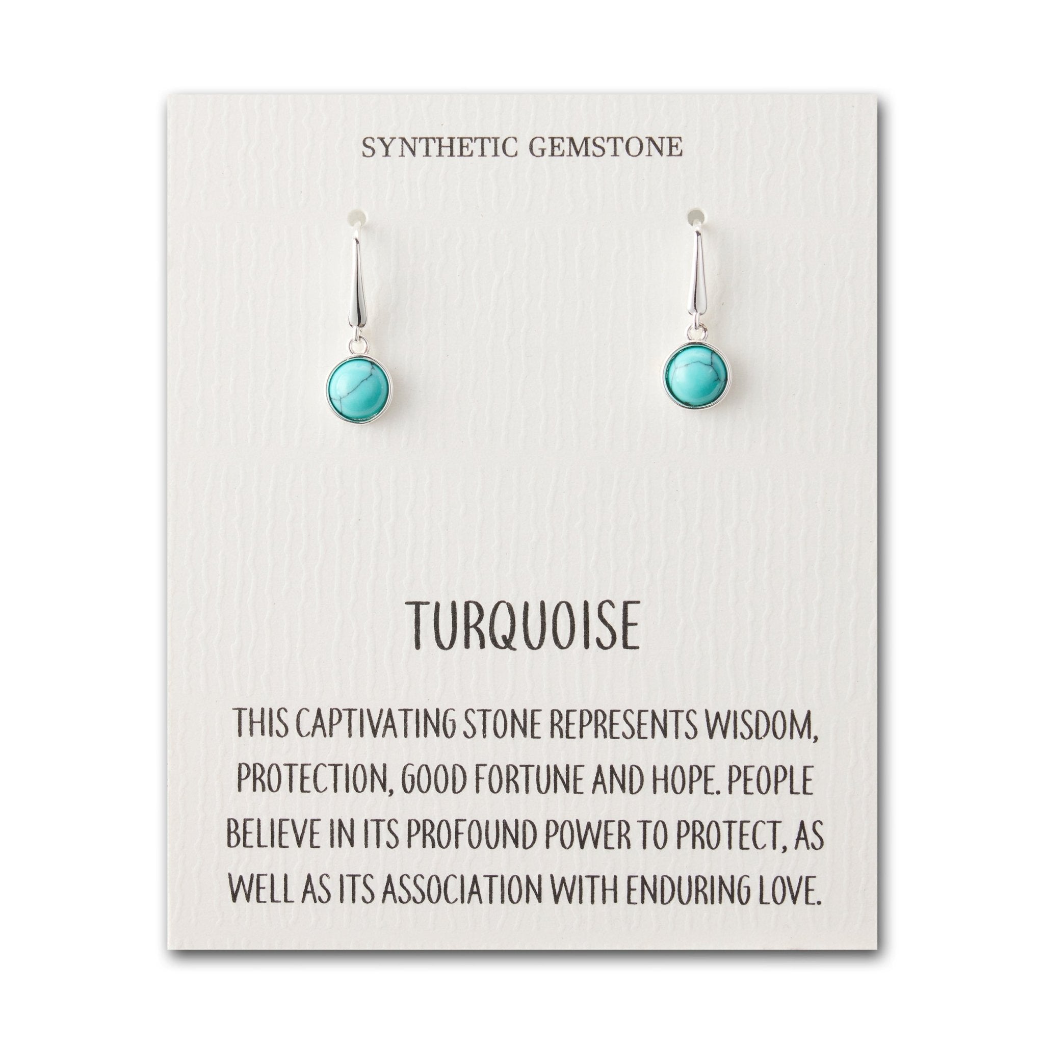Synthetic Turquoise Drop Earrings with Quote Card
