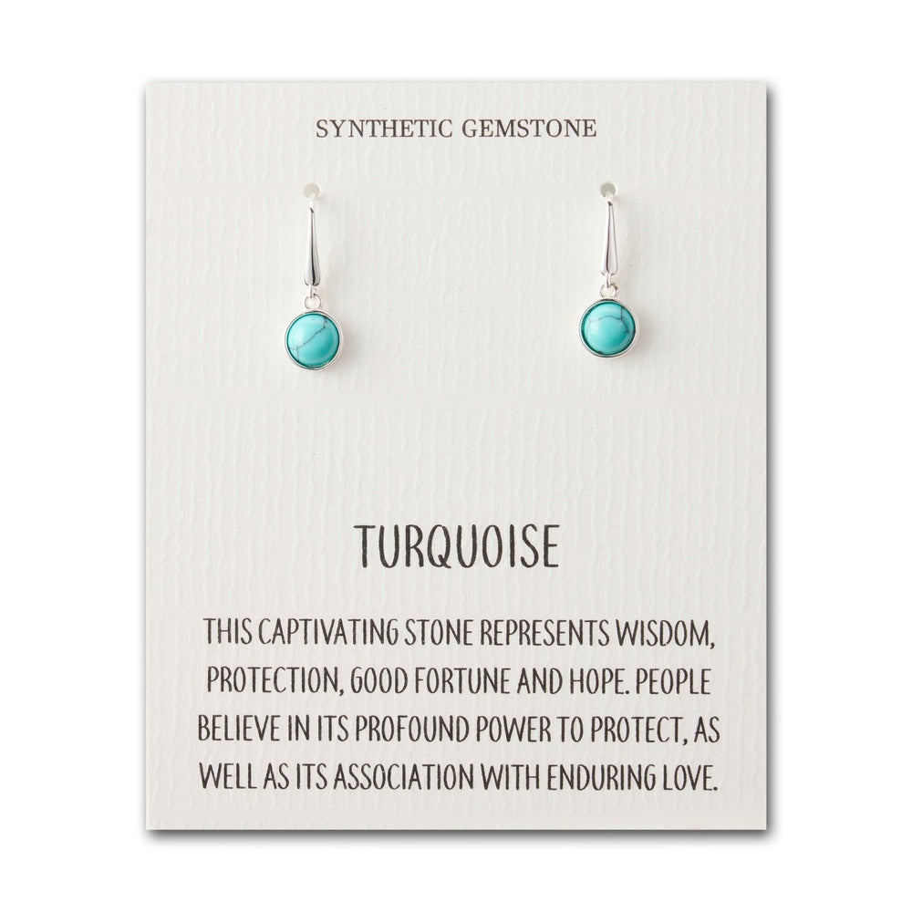 Synthetic Turquoise Drop Earrings with Quote Card