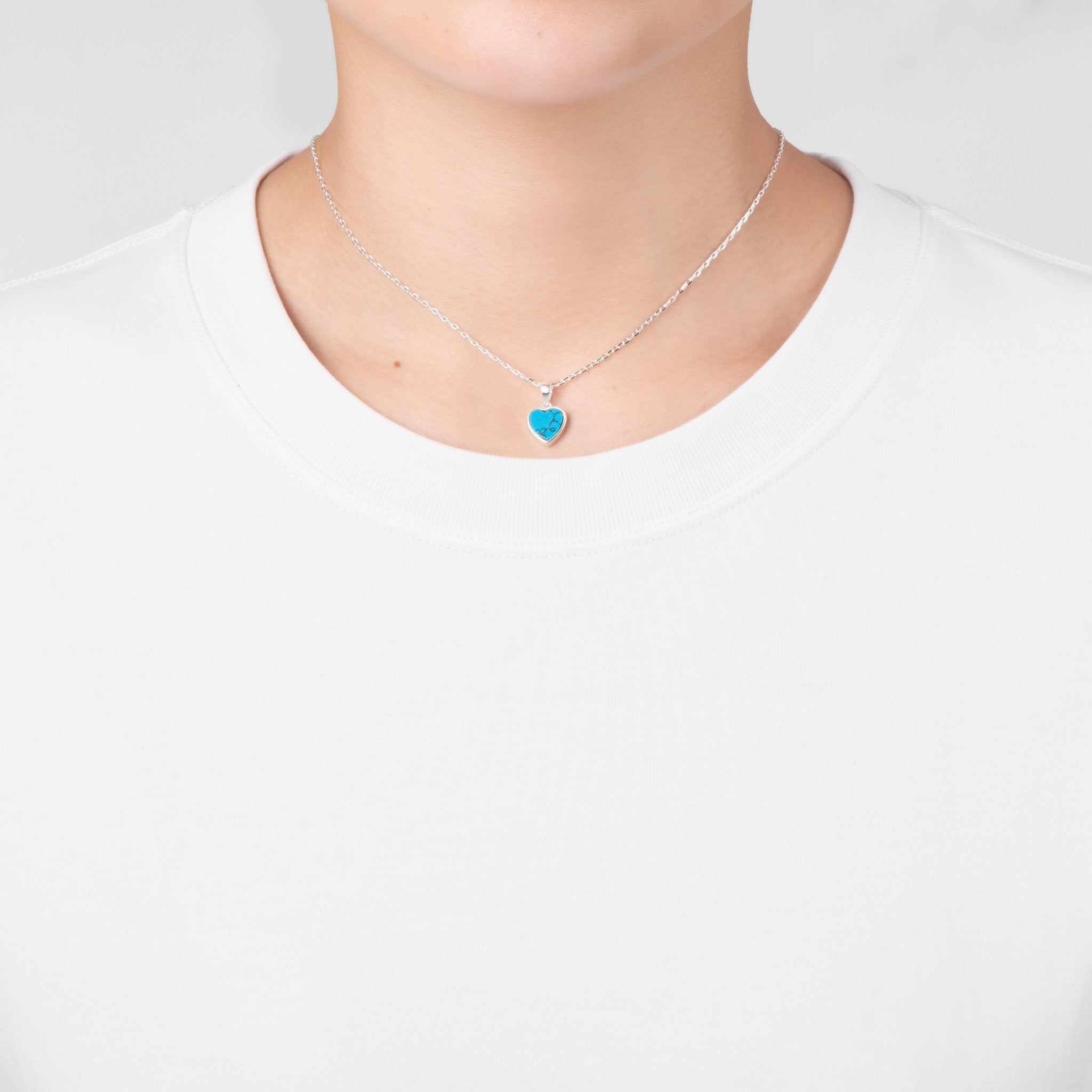 Synthetic Turquoise Gemstone Heart Necklace