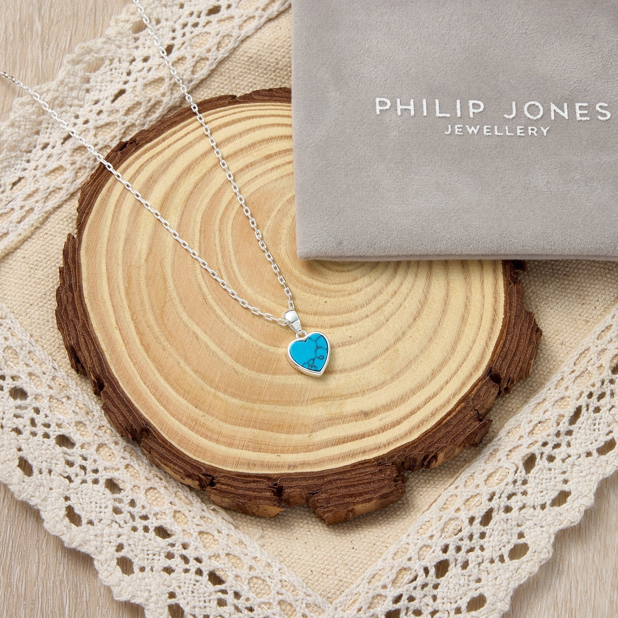 Synthetic Turquoise Gemstone Heart Necklace