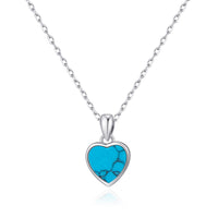 Synthetic Turquoise Gemstone Heart Necklace