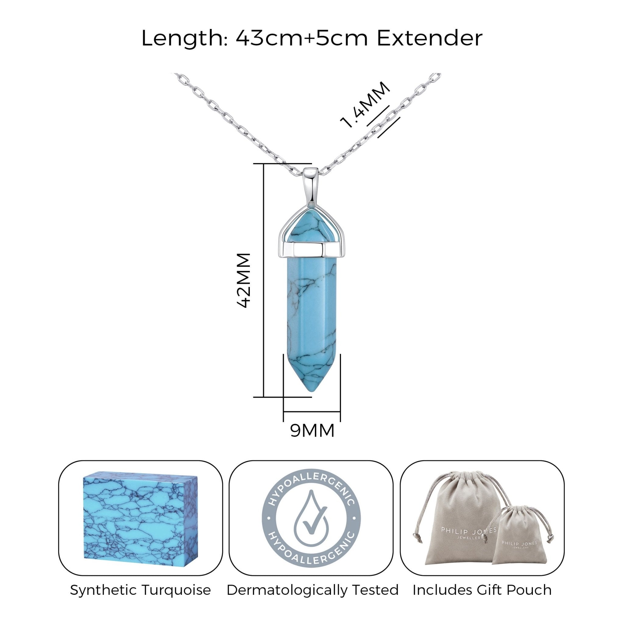 Synthetic Turquoise Gemstone Necklace with Quote Card