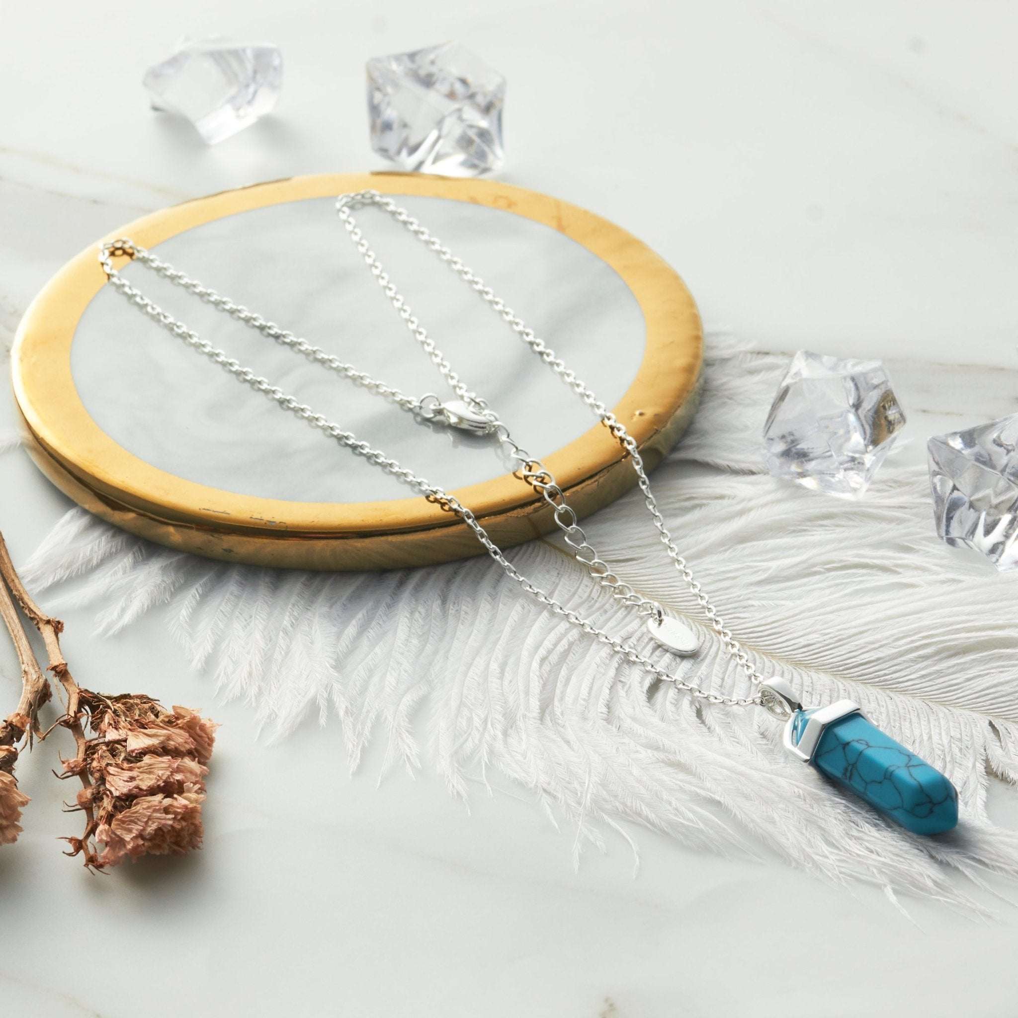 Synthetic Turquoise Genuine Gemstone Necklace