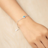 Synthetic Turquoise Heart Gemstone Bracelet with Quote Card Created with Zircondia® Crystals