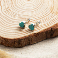 Synthetic Turquoise Heart Stud Earrings