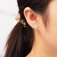 Synthetic Turquoise Heart Stud Earrings with Quote Card