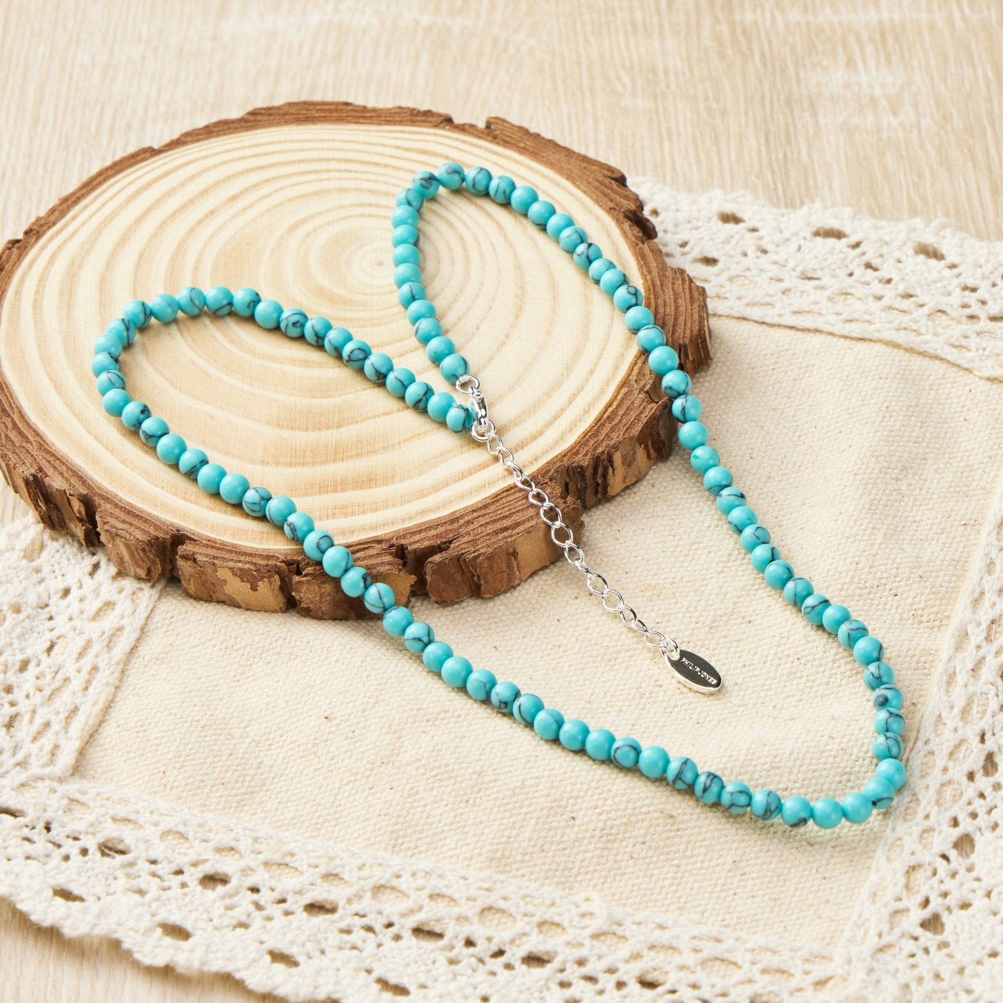 Synthetic Turquoise Mini Beaded Gemstone Necklace