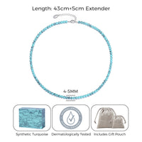 Synthetic Turquoise Mini Beaded Gemstone Necklace