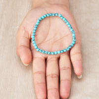 Synthetic Turquoise Mini Beaded Gemstone Stretch Bracelet