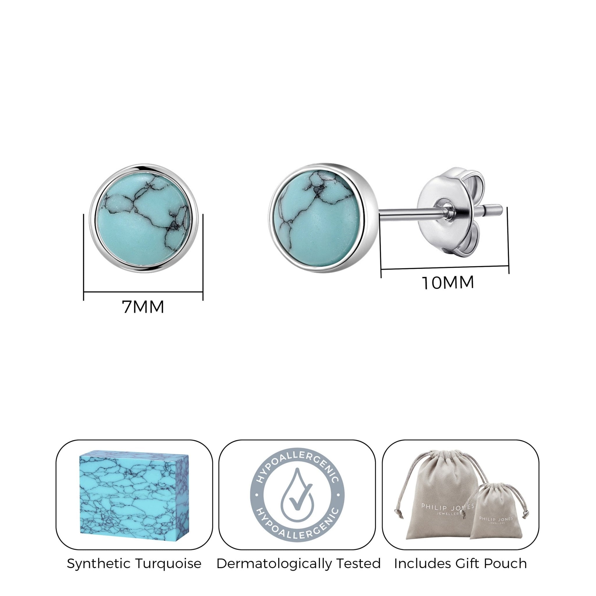 Synthetic Turquoise Stud Earrings