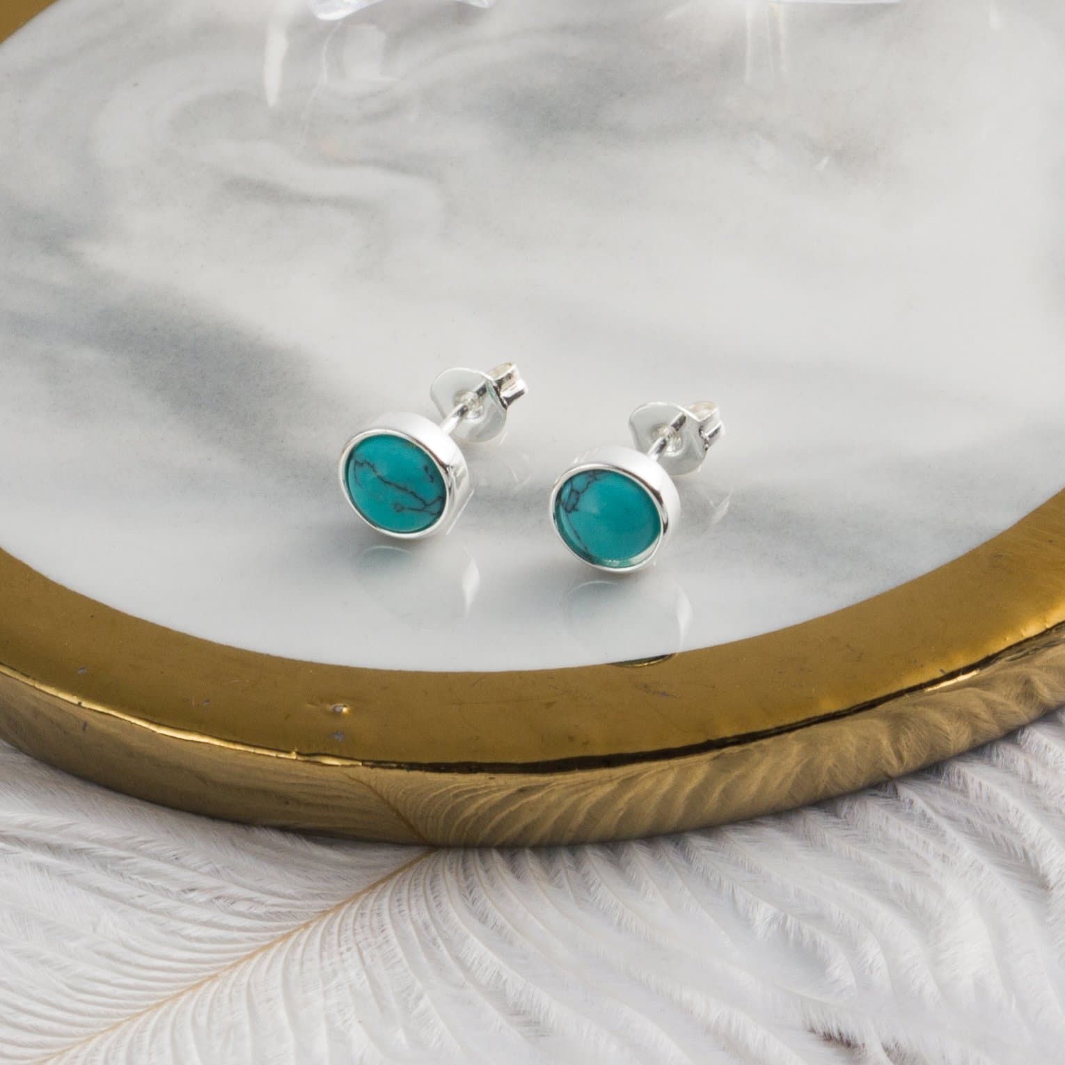 Synthetic Turquoise Stud Earrings