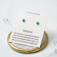 Synthetic Turquoise Stud Earrings with Quote Card