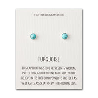 Synthetic Turquoise Stud Earrings with Quote Card