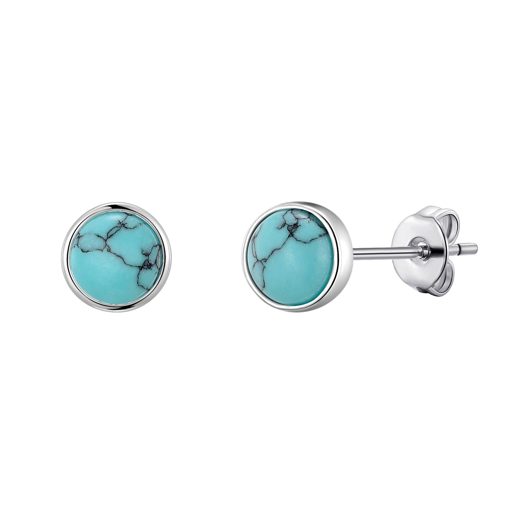 Synthetic Turquoise Stud Earrings with Quote Card