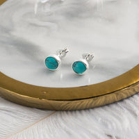 Synthetic Turquoise Stud Earrings with Quote Card