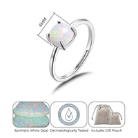 Synthetic White Opal Adjustable Ring