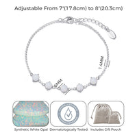 Synthetic White Opal Gemstone Bracelet with Quote Card