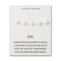 Synthetic White Opal Gemstone Bracelet with Quote Card